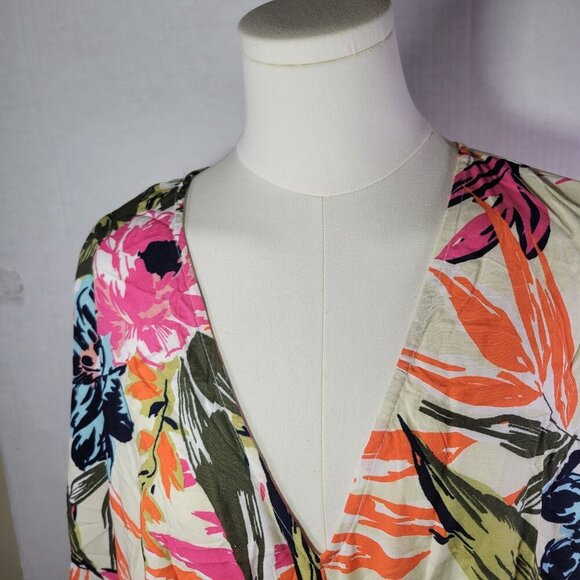 1. State Womens Floral Kimono Style Cover-Up Dress Lightweight Rayon Size L - Picture 3 of 10